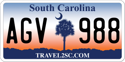 SC license plate AGV988
