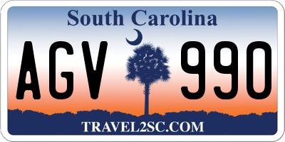 SC license plate AGV990
