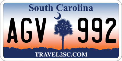 SC license plate AGV992