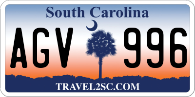 SC license plate AGV996