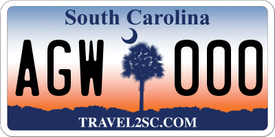 SC license plate AGW000