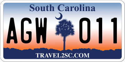 SC license plate AGW011
