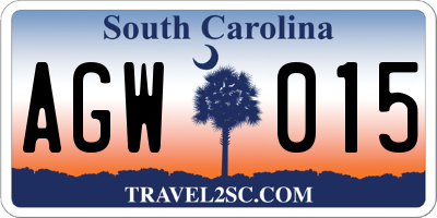 SC license plate AGW015