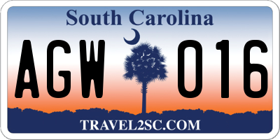 SC license plate AGW016