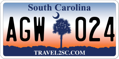 SC license plate AGW024