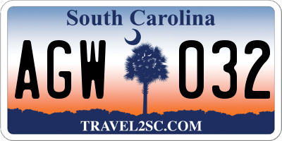 SC license plate AGW032