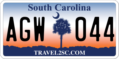 SC license plate AGW044