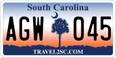 SC license plate AGW045