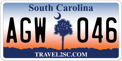 SC license plate AGW046