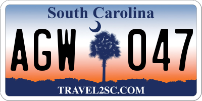 SC license plate AGW047