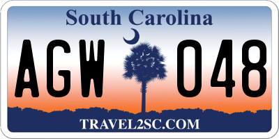 SC license plate AGW048
