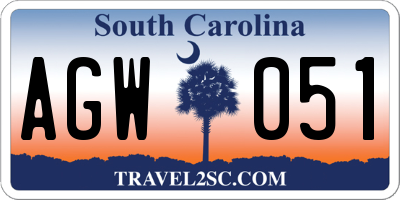 SC license plate AGW051