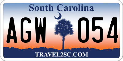 SC license plate AGW054