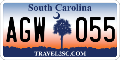 SC license plate AGW055