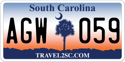 SC license plate AGW059