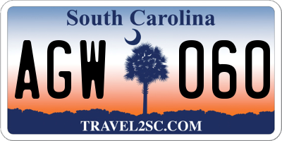 SC license plate AGW060