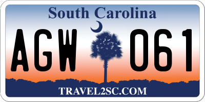 SC license plate AGW061
