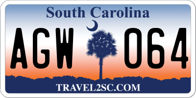 SC license plate AGW064