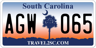 SC license plate AGW065
