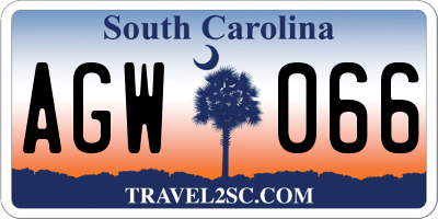 SC license plate AGW066