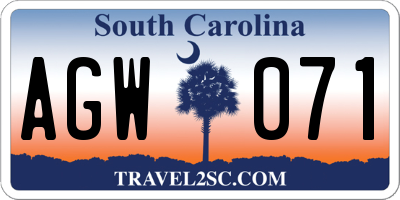 SC license plate AGW071