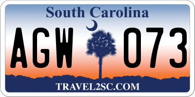 SC license plate AGW073