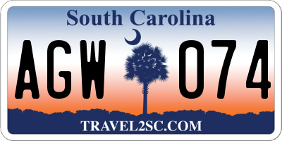 SC license plate AGW074
