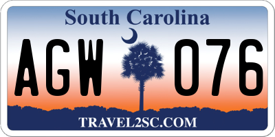 SC license plate AGW076