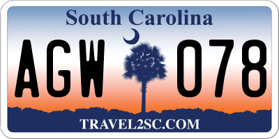 SC license plate AGW078