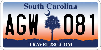 SC license plate AGW081