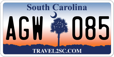 SC license plate AGW085