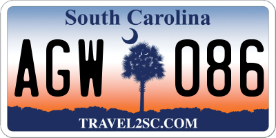 SC license plate AGW086