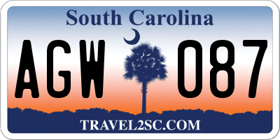 SC license plate AGW087