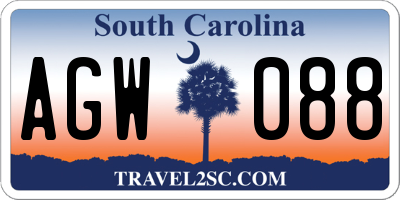 SC license plate AGW088