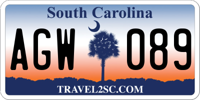 SC license plate AGW089