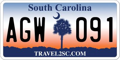 SC license plate AGW091