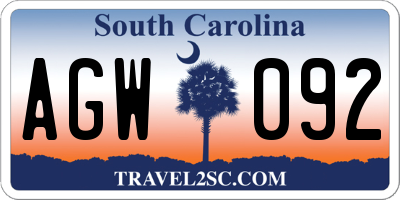 SC license plate AGW092