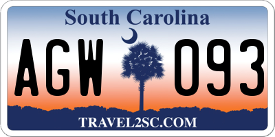 SC license plate AGW093