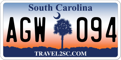 SC license plate AGW094