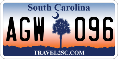 SC license plate AGW096