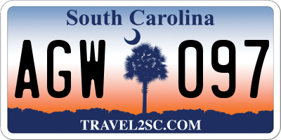 SC license plate AGW097