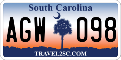 SC license plate AGW098
