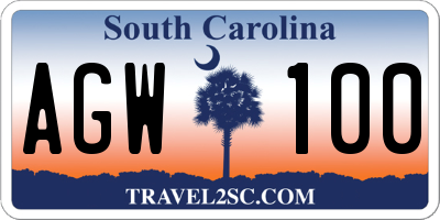 SC license plate AGW100