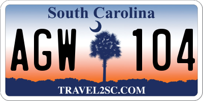 SC license plate AGW104