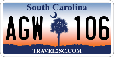 SC license plate AGW106
