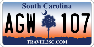 SC license plate AGW107