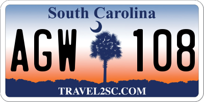 SC license plate AGW108