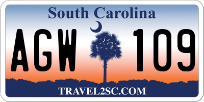 SC license plate AGW109