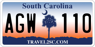 SC license plate AGW110