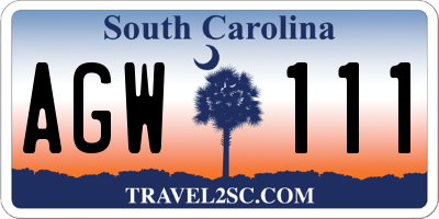 SC license plate AGW111